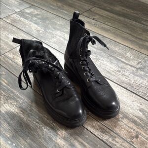 Black Lace Up Boots with Durable Rubber Soles